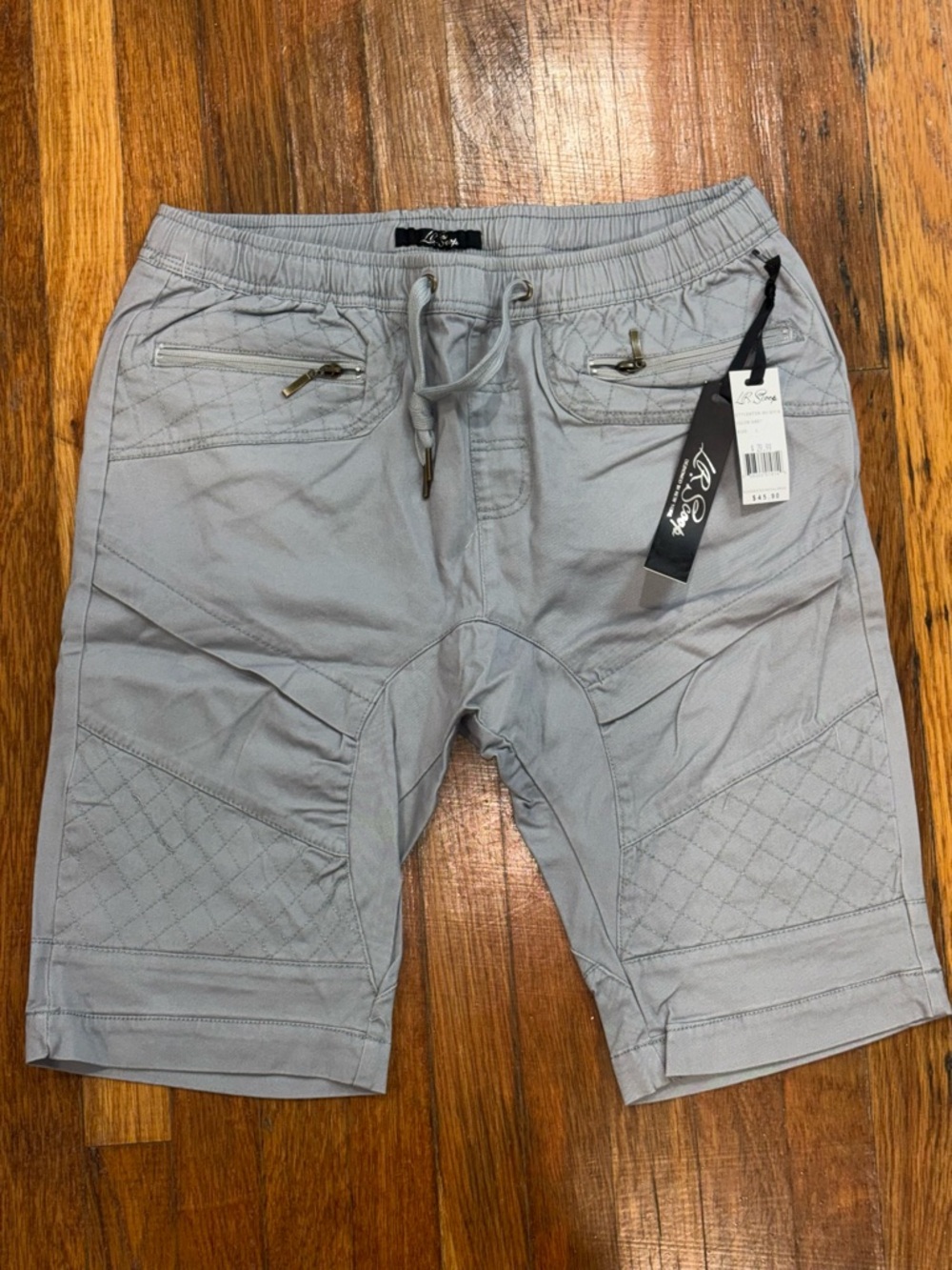 Men’s Light Gray Quilted Stretch Shorts